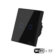 dotykový dvojtlačítkový vypínač čierny WiFi+RF Sonoff TX3-2CH