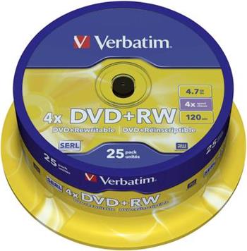 DVD+RW VERBATIM 4,7GB 4X 25ks/cake