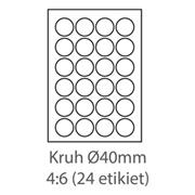 etikety samolepiace KRUH-40mm univerzálne biele 24ks/A4 (100 listov A4/bal.)