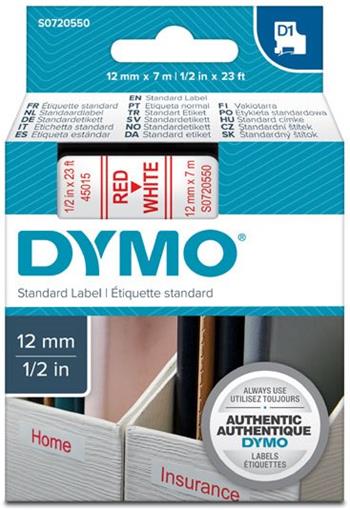 p�ska DYMO 45015 D1 Red On White Tape (12mm)