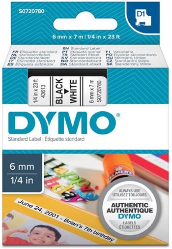 p�ska DYMO 43613 D1 Black On White Tape (6mm)