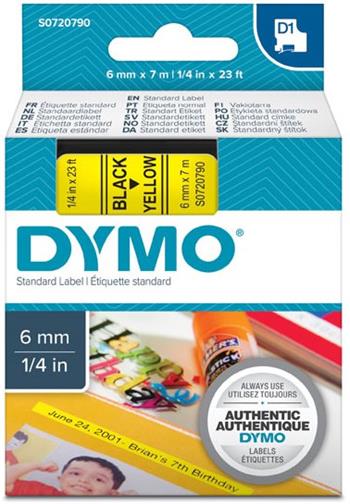 p�ska DYMO 43618 D1 Black On Yellow Tape (6mm)