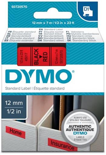 p�ska DYMO 45017 D1 Black On Red Tape (12mm)