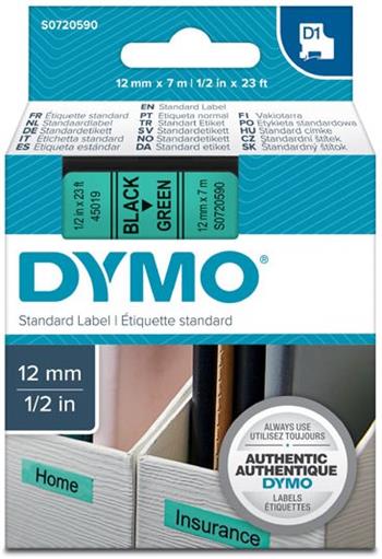 p�ska DYMO 45019 D1 Black On Green Tape (12mm)