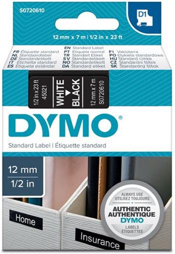 p�ska DYMO 45021 D1 White On Black Tape (12mm)