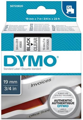 p�ska DYMO 45800 D1 Black On Transparent Tape (19mm)