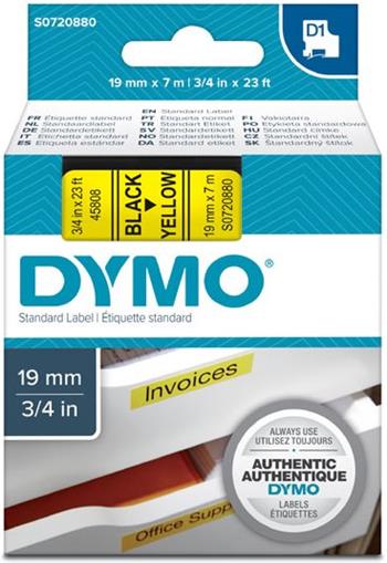 p�ska DYMO 45808 D1 Black On Yellow Tape (19mm)