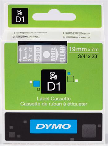 p�ska DYMO 45810 D1 White On Transparent Tape (19mm)