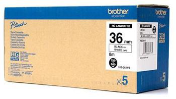 páska BROTHER HGe261 čierne písmo, biela páska HQ Tape (36mm) (5 ks)