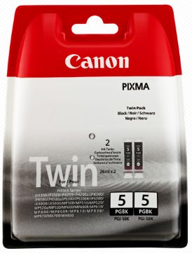 kazeta CANON PGI-5BK black TWIN iP 4200/4300/5200/5300, MP 500/530/800 (2ks)
