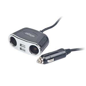 Nap�jac� adapt�r do auta - rozdvojka 2x DC autokonektor + 2x USB port 