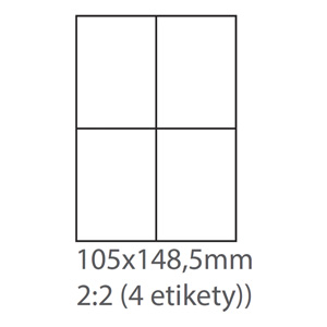 etikety ECODATA Samolepiace 105x148 univerzlne biele (100 listov A4/bal.)