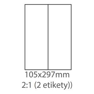 etikety ECODATA Samolepiace 105x297 univerzlne biele 2ks/A4 (100 listov A4/bal.)