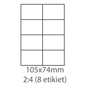 etikety samolepiace 105x74 univerzlne biele 8ks/A4 (100 listov A4/bal.)