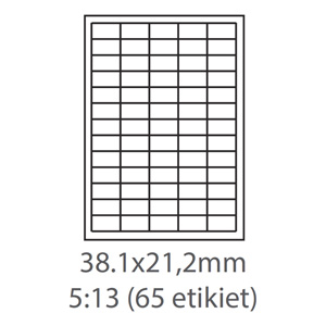 etikety samolepiace 38,1mm x 21,2mm univerzlne biele 65ks/A4 (100 listov A4/bal.)