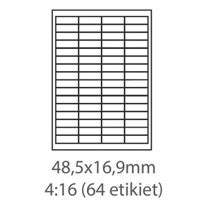 etikety ECODATA Samolepiace 48,3x16,9 univerzlne biele 64ks/A4 (100 listov A4/bal.)