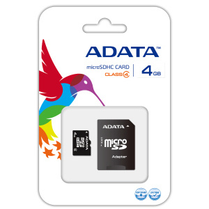 Pamäťová karta ADATA micro SDHC 4GB Class 4 + adaptér SDHC