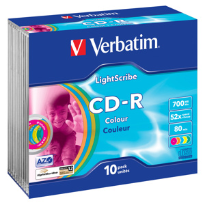 CD-R VERBATIM DTL+ LightScribe Colour 700MB 52X Slim box 10ks/bal.