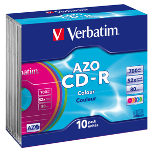 CD-R VERBATIM DTL+ Colour 700MB 52X Slim box 10ks/bal.