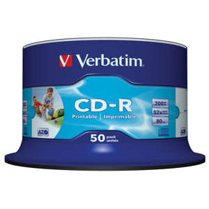 CD-R VERBATIM DTL+ Printable 700MB 52X 50ks/spindel