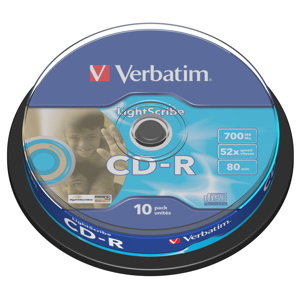 CD-R VERBATIM DTL+ LightScribe 700MB 52X 10ks/spindel