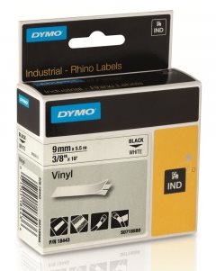 páska DYMO 18443 PROFI D1 RHINO Black On White Vinyl Tape (9mm)