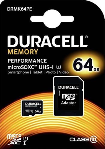 Pamäťová karta Duracell micro SDXC 64GB Class 10 UHS-I (+ adaptér)