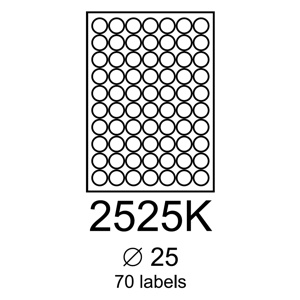 etikety RAYFILM 25mm kruh univerzlne biele R01002525KA (100 list./A4)