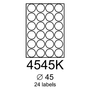 etikety RAYFILM 45mm kruh univerzlne biele R01004545KA (100 list./A4)