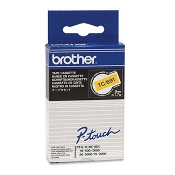 p�ska BROTHER TC691 Black On Yellow Tape (9mm)