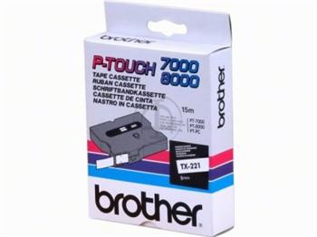 páska BROTHER TX221 čierne písmo, biela páska Tape (9mm)