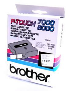 páska BROTHER TX251 čierne písmo, biela páska Tape (24mm)