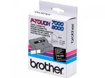 páska BROTHER TX355 biele písmo, čierna páska Tape (24mm)