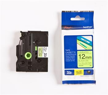 páska BROTHER TZC31 čierne písmo, fluorescenčná žltá páska Tape (12mm)