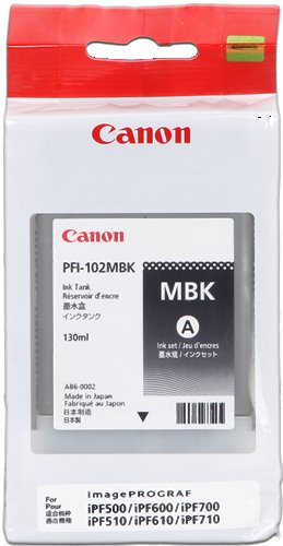 kazeta CANON PFI-102MBK matte black iPF 500/510/600/605/610/650/655/700/710/720/750/755/760/765, LP 17/24