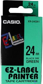 p�ska CASIO XR-24GN1 Black On Green Tape EZ Label Printer (24mm)