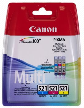 kazeta CANON CLI-521 C/M/Y pack MP 540/620/630/980, iP 3600/4600