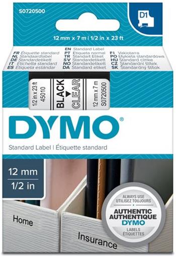 p�ska DYMO 45010 D1 Black On Transparent Tape (12mm)