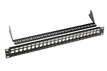 19" modulárny neosadený patch panel Solarix 24 portov čierny 1U SX24 M-0-STP-BK-UNI