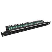 19" patch panel Solarix 24 x RJ45 CAT5E UTP s vyväzovacou lištou 1U SX24L-5E-UTP-BK-N