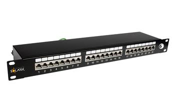 19" patch panel Solarix 24 x RJ45 CAT6 STP čierny 1U SX24-6-STP-BK
