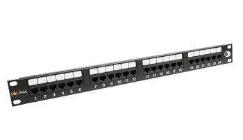 19" patch panel Solarix 24 x RJ45 CAT6 UTP 350 MHz čierny 1U SX24-6-UTP-BK