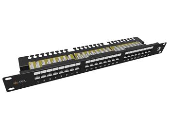 19" patch panel Solarix 24 x RJ45 CAT6 UTP s vyväzovacou lištou 1U SX24L-6-UTP-BK-N