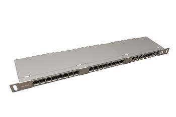 19" patch panel Solarix 24xRJ45 CAT5E STP s vyväzovacou lištou 0,5U SX24HD-5E-STP-SL