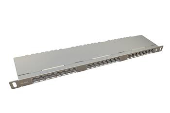 19" patch panel Solarix 24xRJ45 CAT6 STP s vyväzovacou lištou 0,5U SX24HD-6-STP-SL