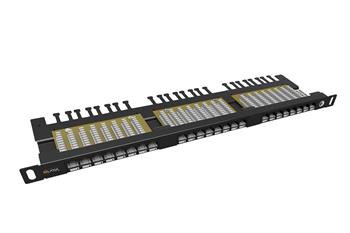 19" patch panel Solarix 24xRJ45 CAT6 UTP s vyväzovacou lištou čierny 0,5U SX24HD-6-UTP-BK