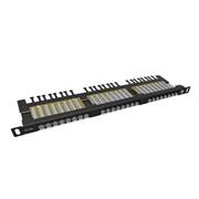 19" patch panel Solarix 24xRJ45 CAT6 UTP s vyväzovacou lištou čierny 0,5U SX24HD-6-UTP-BK