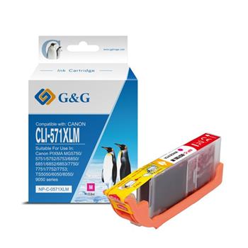 alt. kazeta G&G (CANON CLI-571XLM pre CANON PIXMA MG5700/MG5750/MG5751/ MG5752/MG5753/MG6800/MG6850 /MG6851 (12,2ml)M)