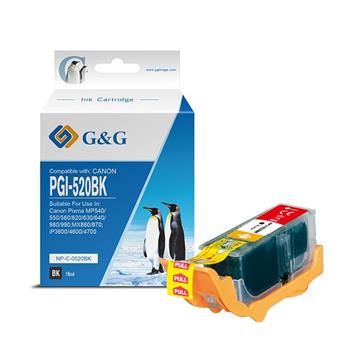 alt. kazeta G&G pre CANON PGI-520BK iP 3600 / iP 4600 / iP 4700 / MX 860 / MX 870 / MP 540 / MP 550 / MP 560 (19,4ml)