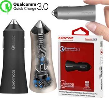 autonabíjačka PROMATE ROBUST, Qualcomm Quick Charge 3.0 Dual USB, USB port 2.4A, QC 3.0 port 5V-12V, čierna farba
